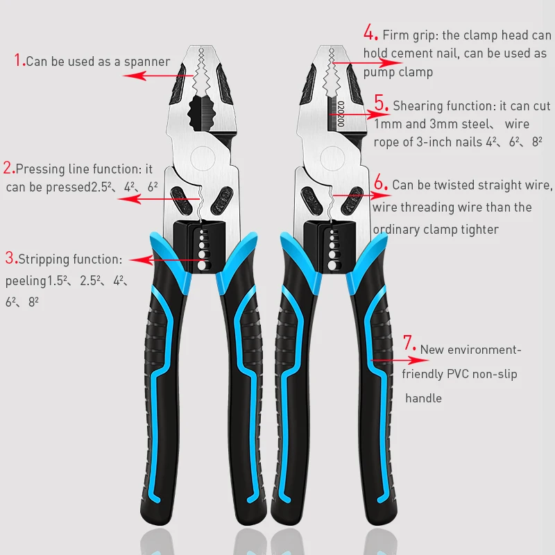 DTBD เกรดอุตสาหกรรมคีมสายไฟเครื่องตัดเข็มจมูก Nipper ตัด Crimping Multifunction อุปกรณ์ทำมือ