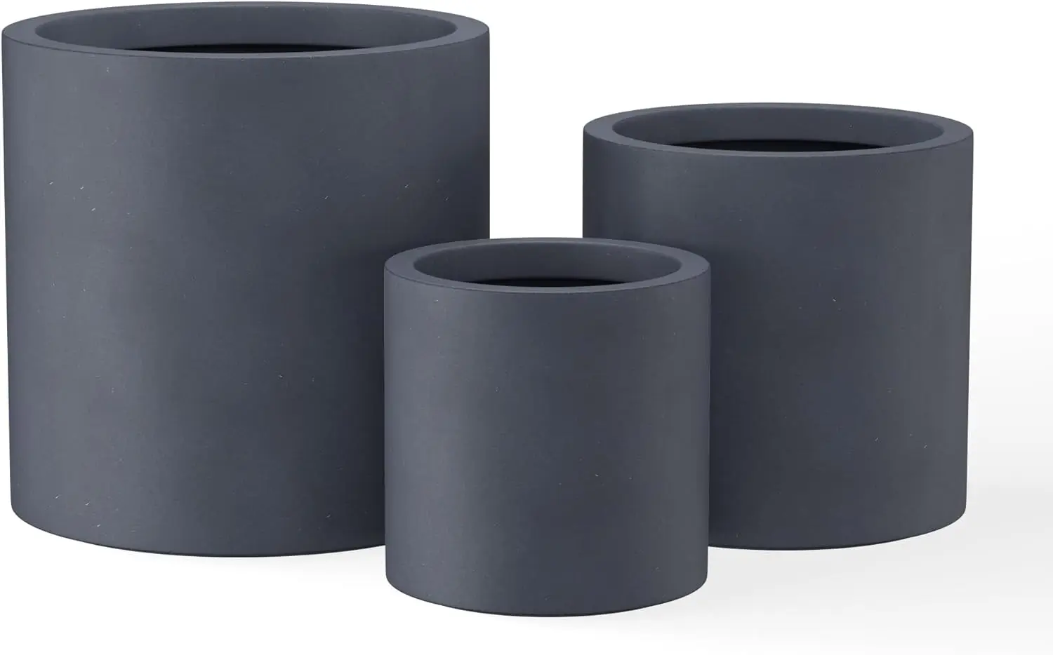 

Kante 9.8",12.6",15.7" Dia Round Concrete Planter Set of 3, Modern Style Large Cylindrical Plant Pot with Drainage Hole