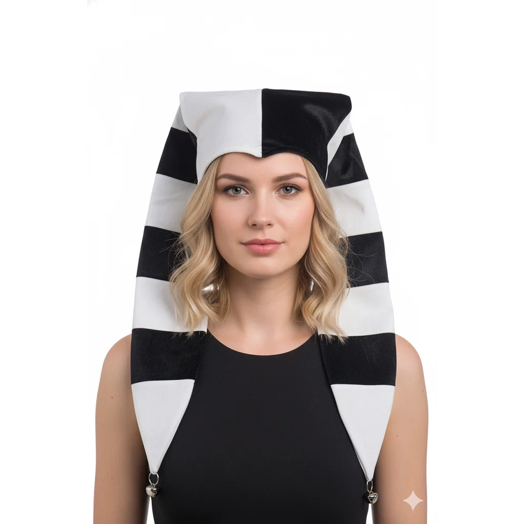 

Взрослый костюм египетского фараона, черно-белая шляпа, креативный шут, карнавальный костюм, кепка, головной убор для вечеринки на Хэллоуин, аксессуары