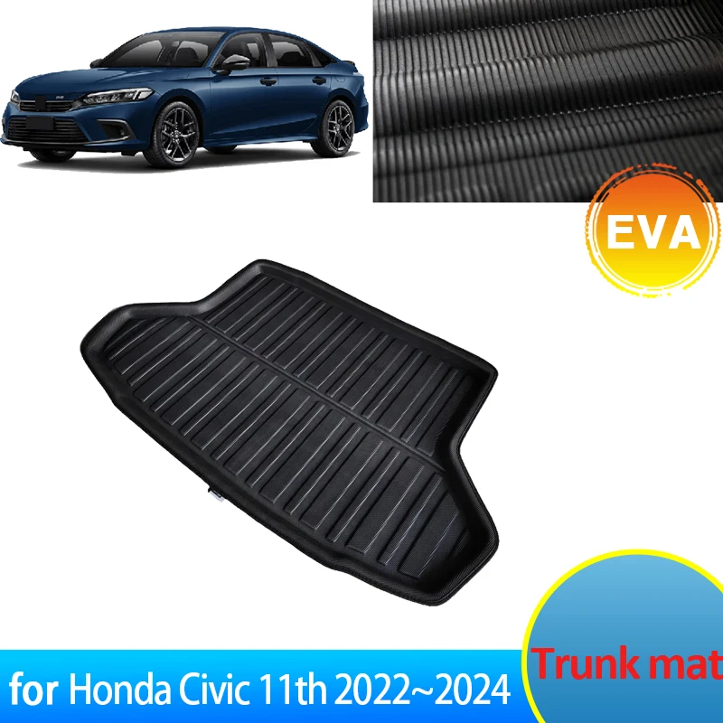 

Для Honda Civic 11-го поколения FE Sedan 2022 ~ 2024 Аксессуары из ЭВА Автомобильный коврик в багажник Поднос для пола Водонепроницаемый вкладыш Запчасти для багажника