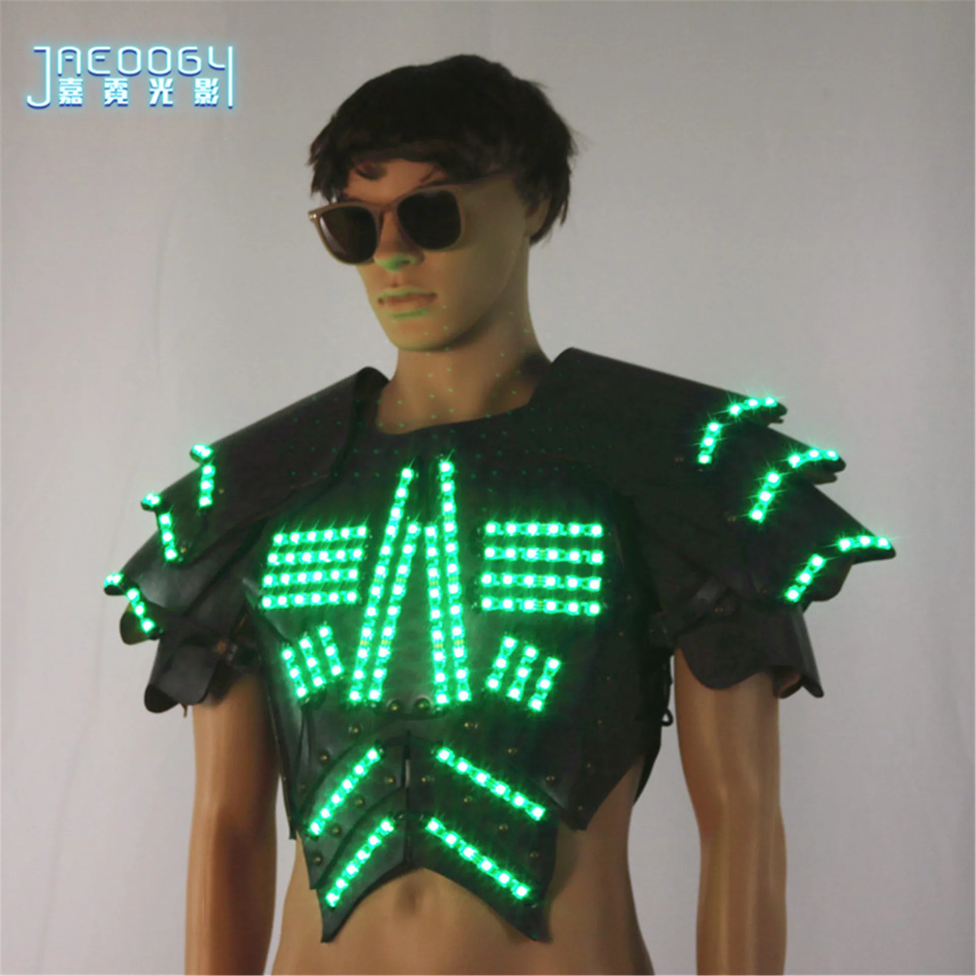 Imagem -02 - Colete de Armadura Luminosa Masculina Fluorescente Roupas de Festa Show Noturno Led Halloween Cosplay Vestuário