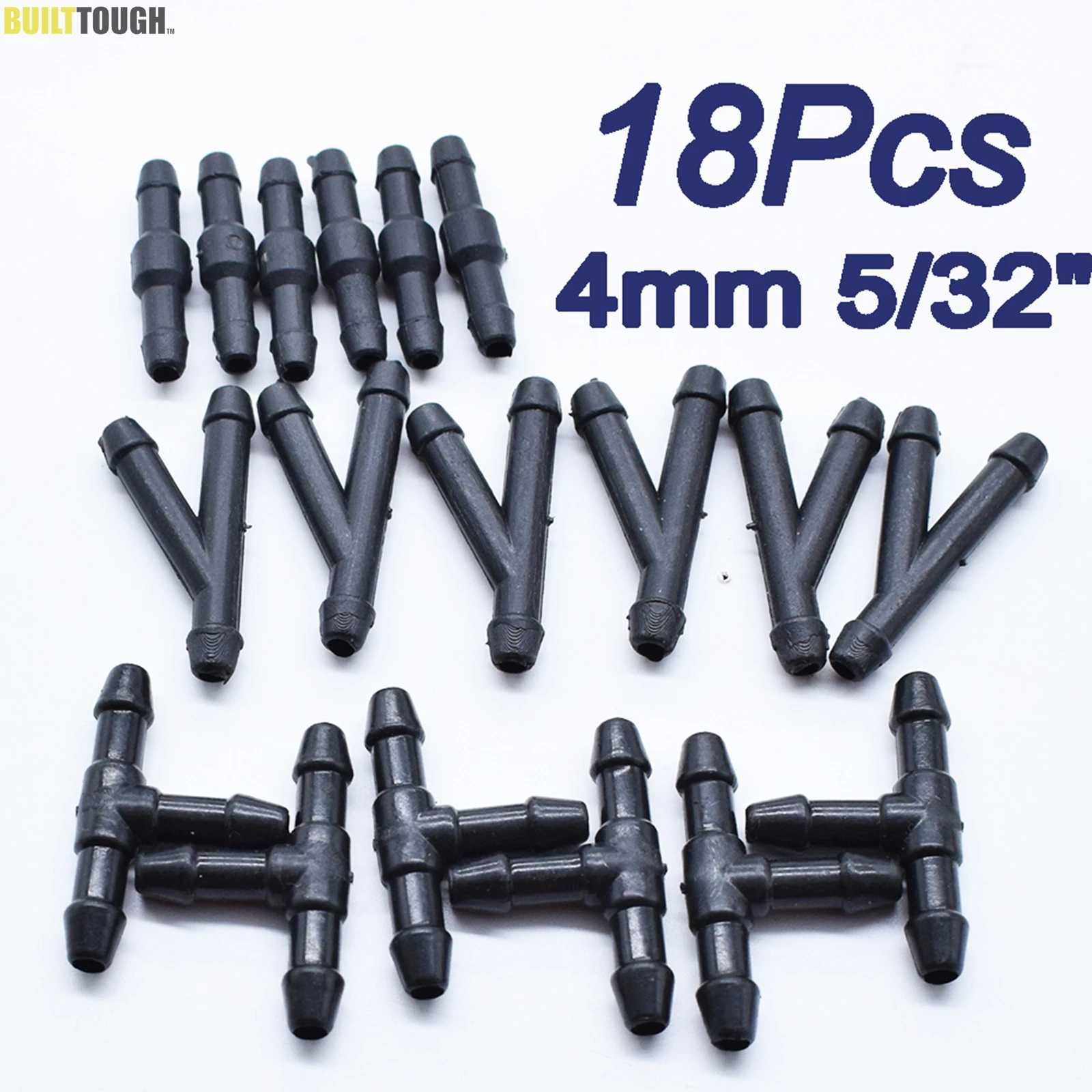 18Pcs Universal Joiner Pipe Connector T Piece Straight Tee 3 Way Y Piece Air Fuel Water Petrol Wiper Washer Nozzle Hose Tubing