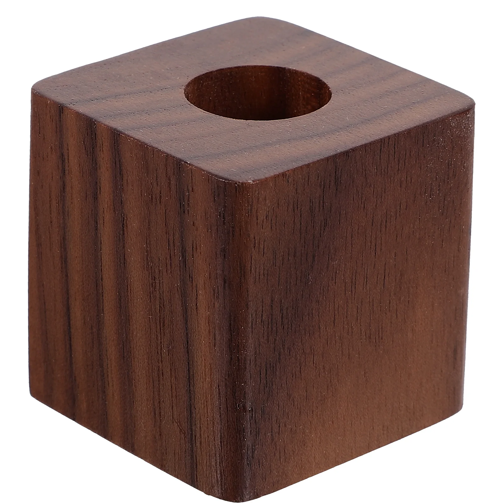 

Walnut Pen Stand Wooden Single Holder Base Pot Desk for Students Office