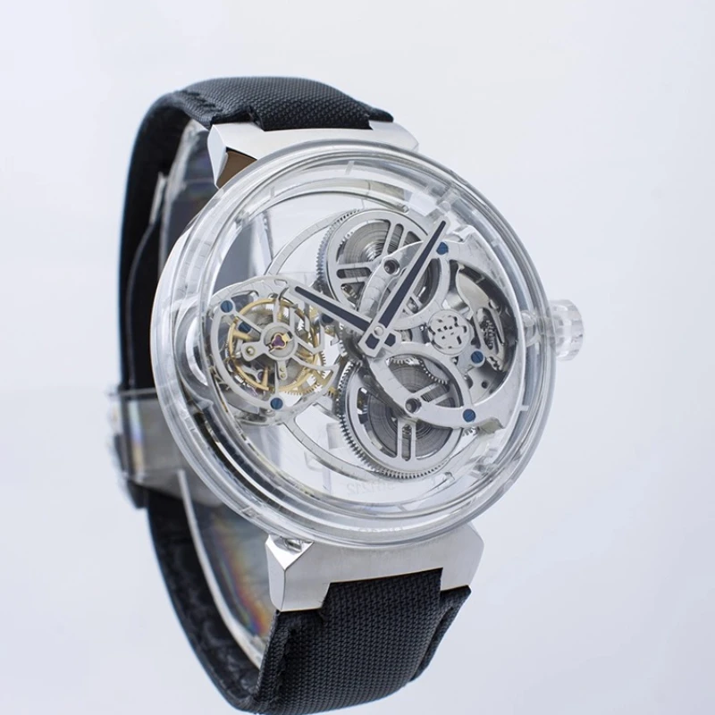 Crown Top Sapphire Case Flying Co-Axial Tourbillon Men's Mechanical Watch
