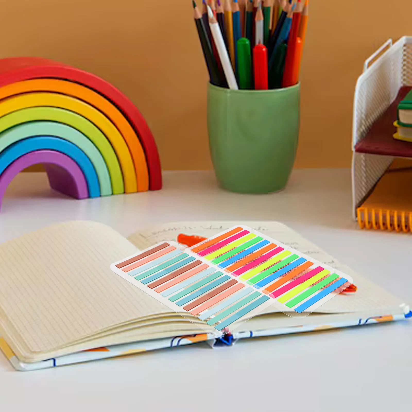

1 set 1 Set Fluorescent Label Stickers Highlight Strips Portable Sentence Markers Transparent Page Adhesive Reading Markers