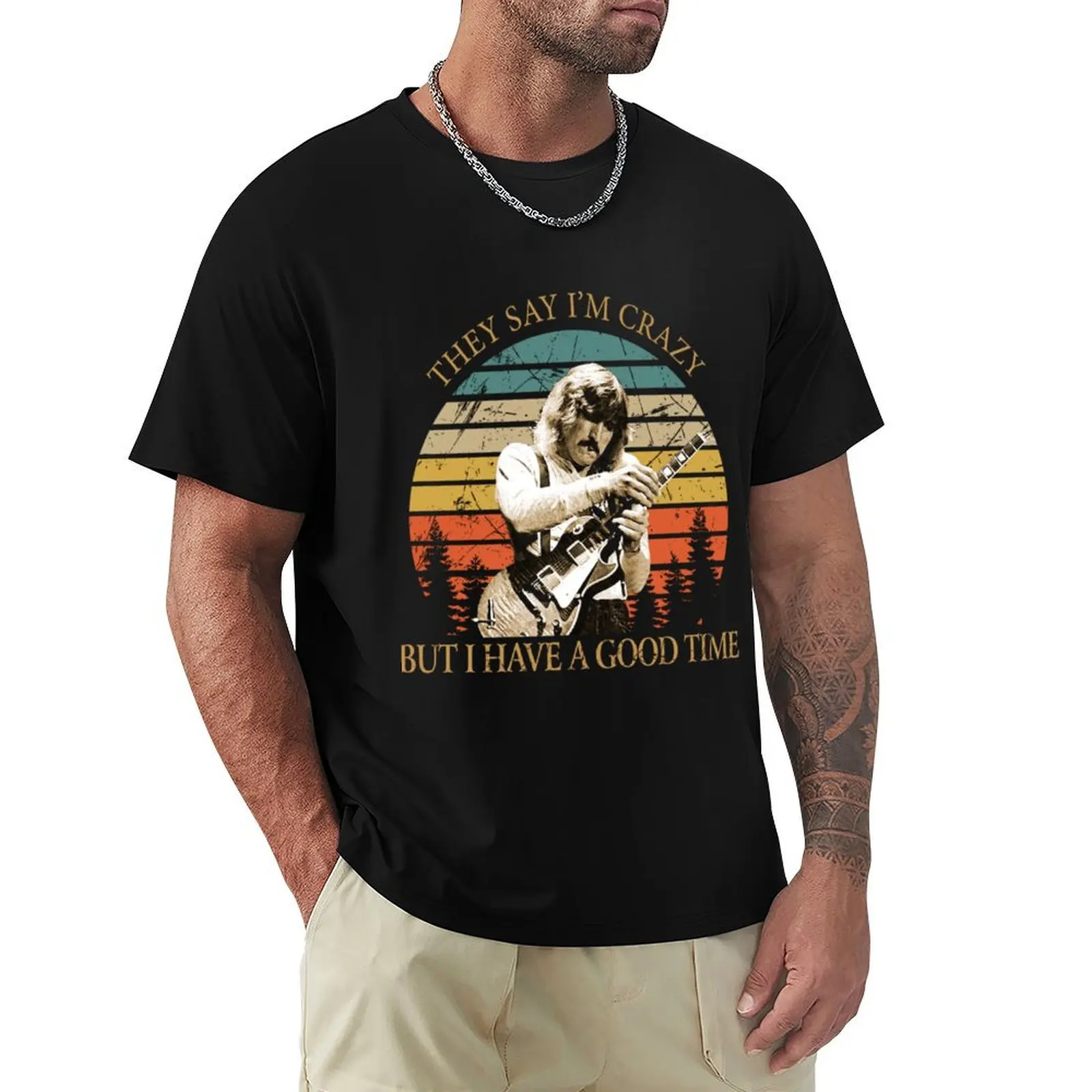 Retro Vintage they say i&x27;m crazy Joe Walsh Slim Fit Classic . T-Shirt t shirt for man T-Shirt