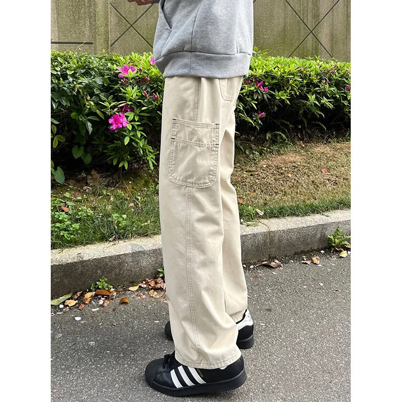 Rstay7 American Sle Straight Leg Work Pants Men's Summer Multi-ket Logging Loose Straight Casual Long Pants