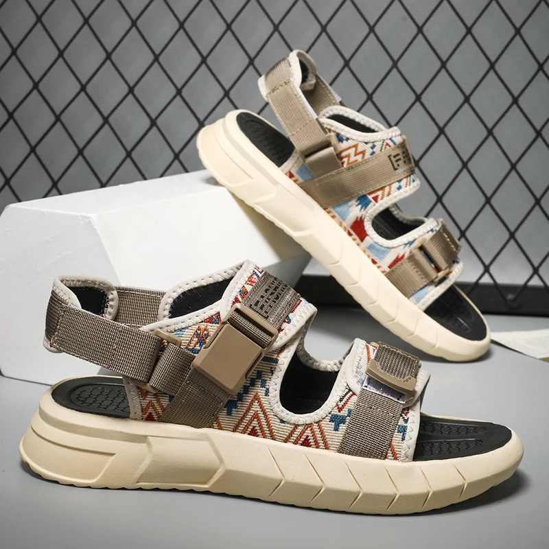 

Новые мужские летние уличные спортивные сандалии 2026 года с мягкой и толстой подошвой, износостойкие, противоскользящие, для пляжа