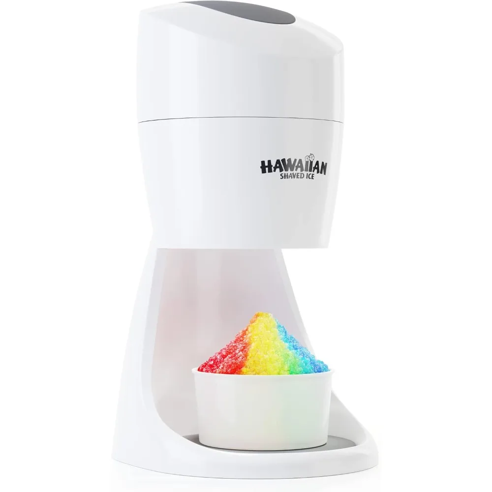 

Snow Cone and Shaved Ice Machine with 2 Reusable Plastic Ice Mold Cups, Non-slip Mat, Instruction Manual, 120V, White