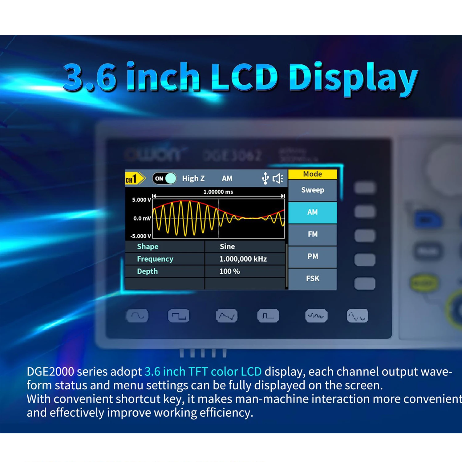 Owon DGE2035 DGE2070 300MSa/s Arbitrary Waveform Generator 14Bits 35MHz / 70Mhz Dual Channels Osiloscopio Digital Oscilloscope