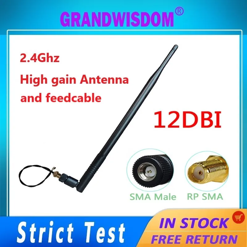 Conector macho SMA de antena de 2,4 Ghz, cable de extensión hembra y de alta ganancia de 12db, WiFi, 2,4g, IOTwireless, red inteligente para el hogar