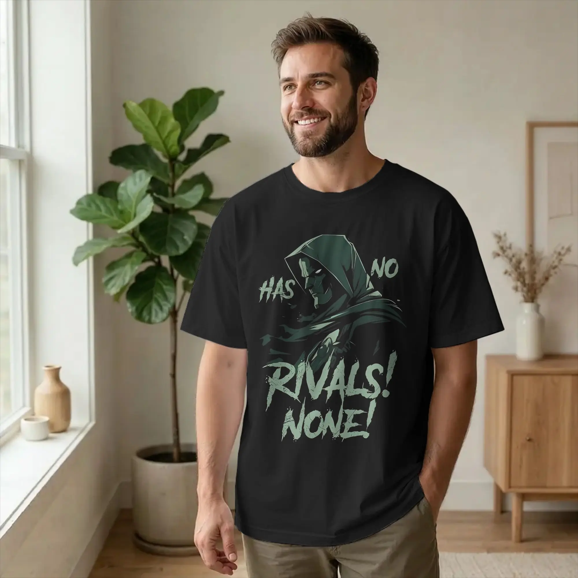 Casual Dr Dooms he has no rivals none T Shirt Men Round Neck Short Sleeve Tops 100%Cotton Summer Top Tee