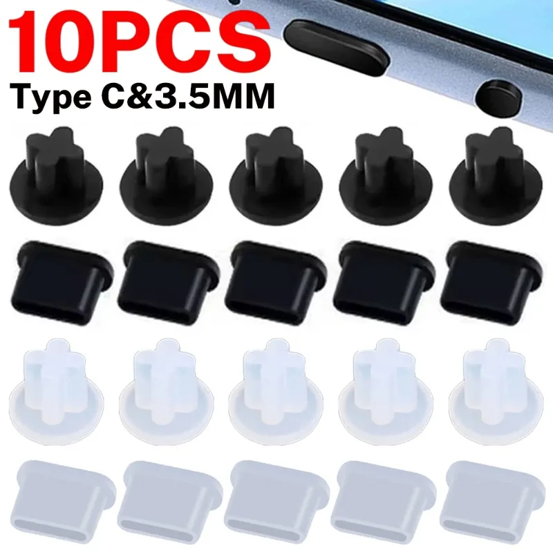 Silicone Type C Plug Dust Plug 3.5mm Earphone Jack USB Type-C Anti Dust Plug for Samsung Huawei Laptop Charging Port Stopper Cap