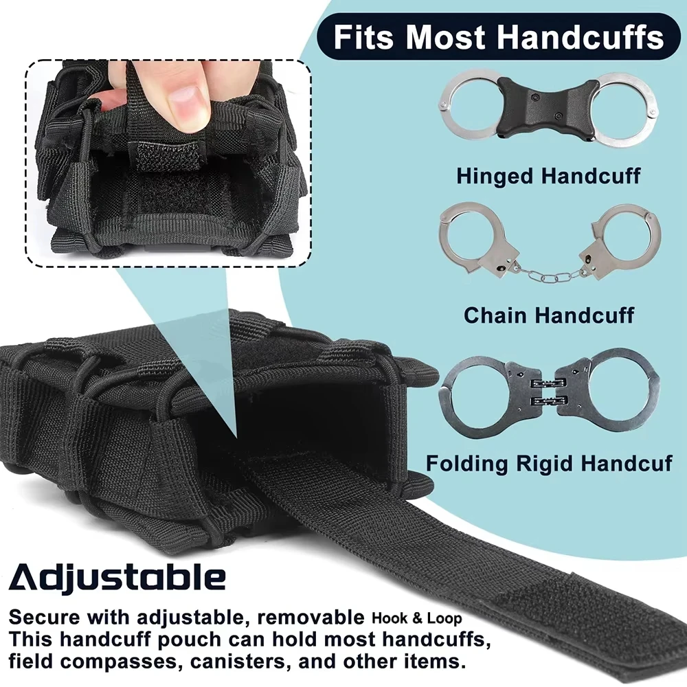 Tactical Handcuffs Holder Molle Pouch Open Top Universal Handcuff Case Shackles Holster Waist Bag Belt Hunting Accessories image 3
