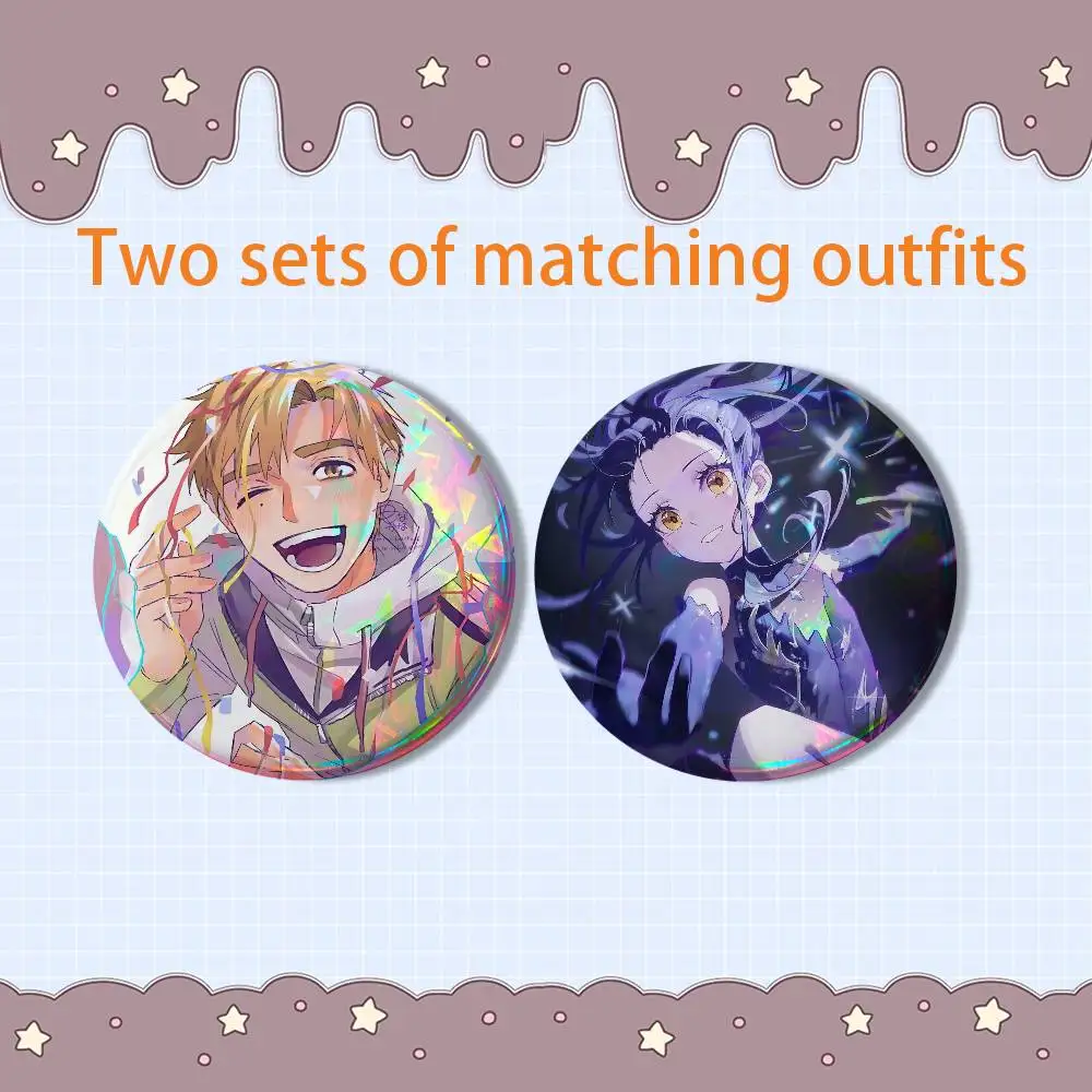 Figure Skating Girl Medalist Inori Yuitsuka 2 piece set Badges On Backpack Jacket Cartoon Round Brooches Acrylic Button Pins