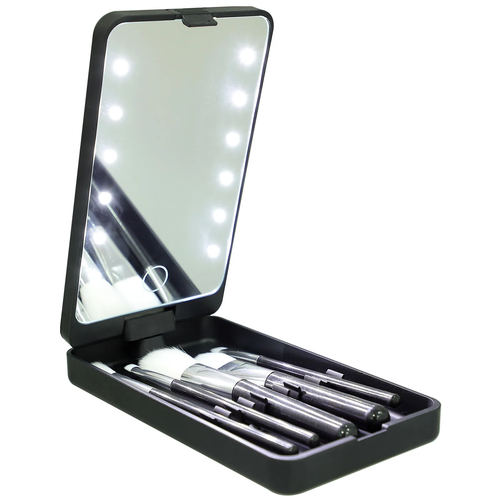 Custodia porta ciglia illuminata a 5 livelli con scatola a specchio a LED Contenitore per trucco di bellezza in plastica leggera e durevole per falsi