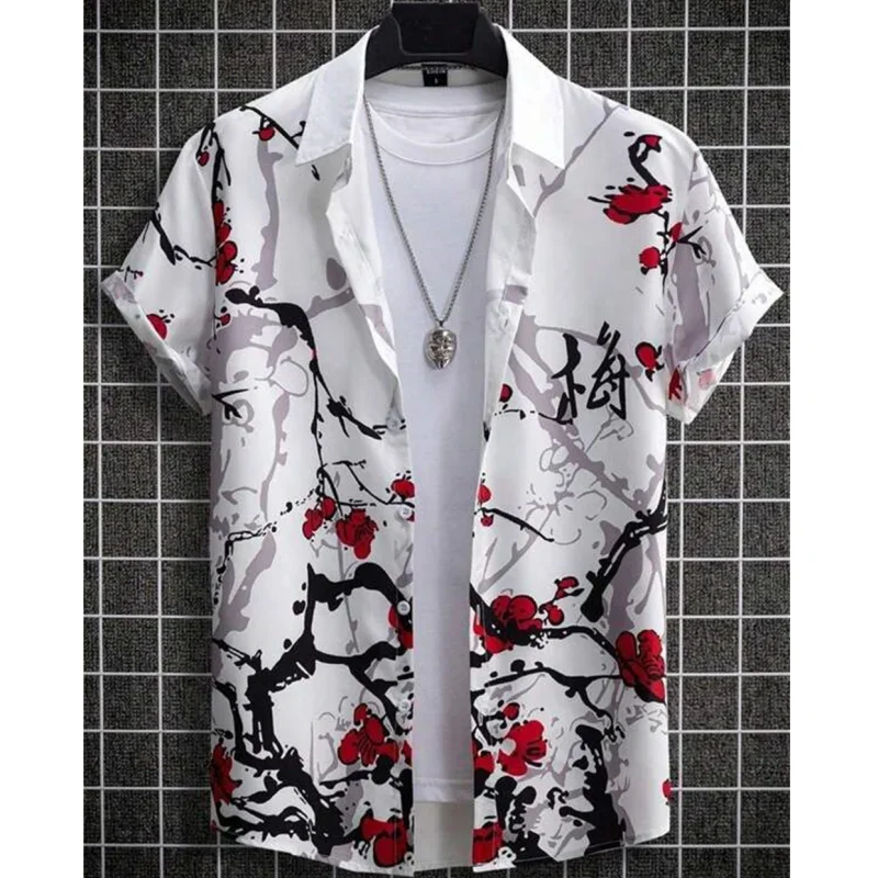 

Hawaiian Men'S Shirt 3d Flower&Text Printing Beach Party Sweatshirt Loose Oversized Shirt And Blouse High-Quality Men'S Clothing