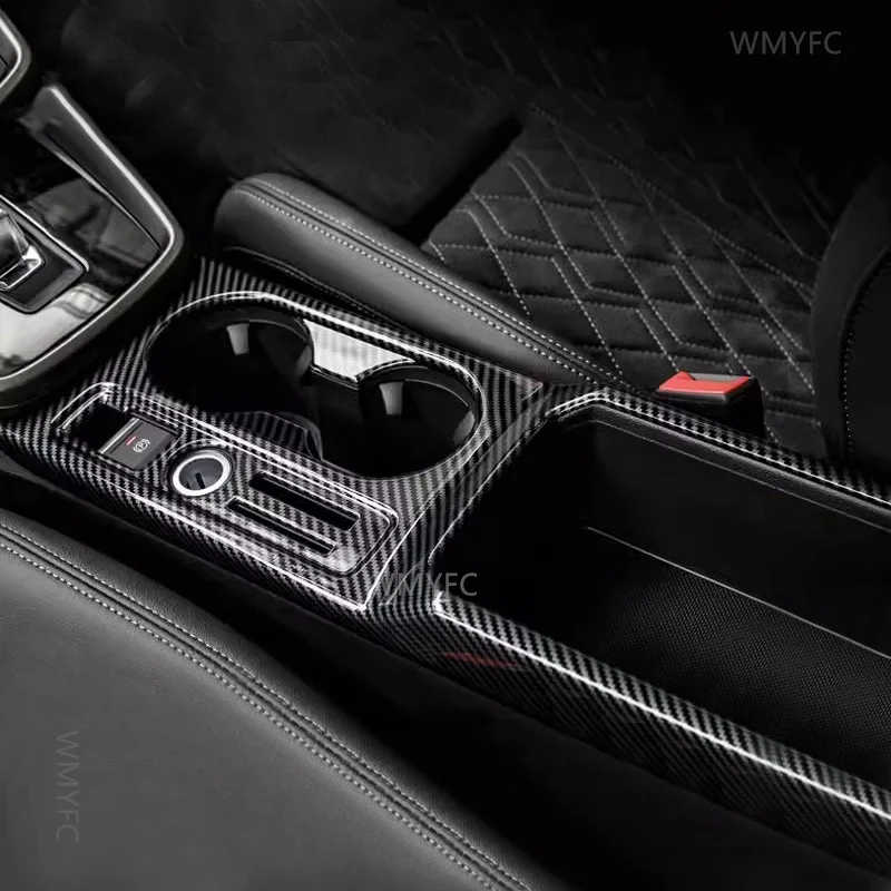 For Audi A3 2019-2022 2023 Car Styling Center Console Water Cup Holder Armrest Box Frame Decoration Cover Trim Carbon Fiber