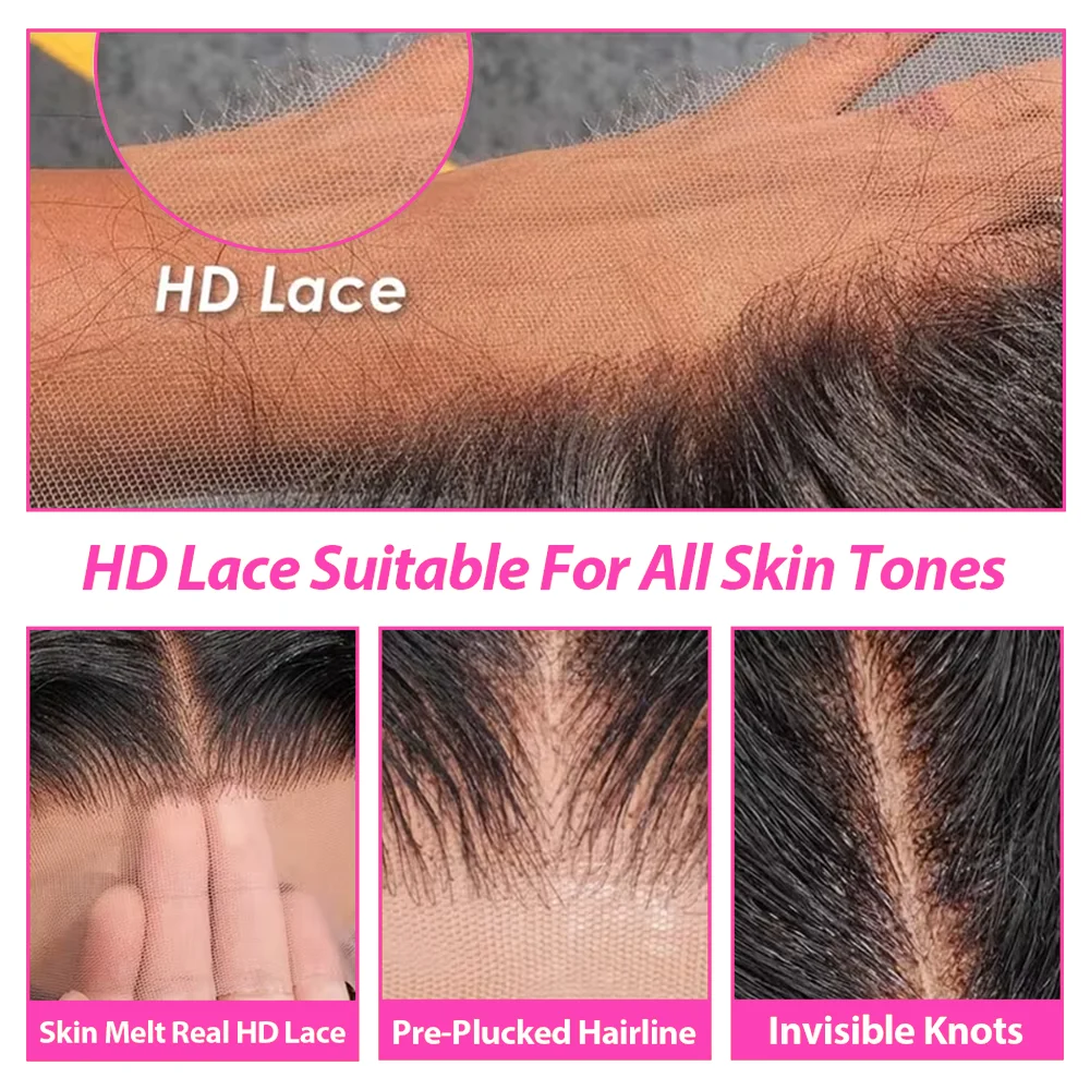 13x6 Body Wave Lace Front Wigs 100%  Human Hair Wig 40inch13x4 Pre Plucked Human Hair Wigs 250 Density  Body Wave  5x5 Ready to Go HD Lace Glueless Wigs for Women Natural Black Brazilian image 4