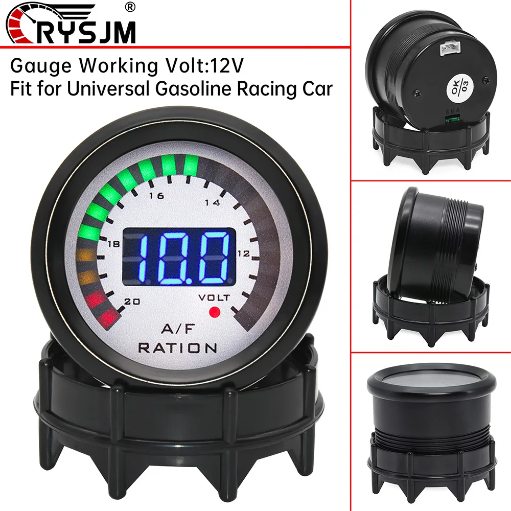Medidor Digital de Relação Ar/Combustível 2 em 1 de 2'' 52MM com Luz de Alerta de Voltagem e Sensor de Oxigênio O2 AFR para Veículos 12V - Acessórios Automotivos
