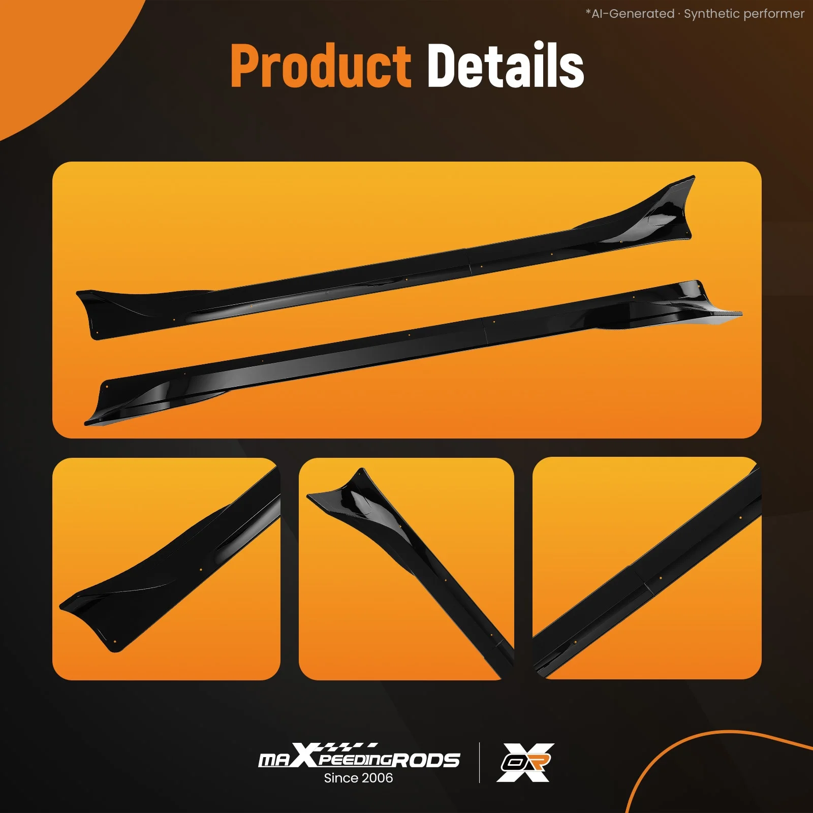 Body Kit Side Skirt Lip for Tesla Model Y 2021-2024 Black ABS Extension Panel view 3