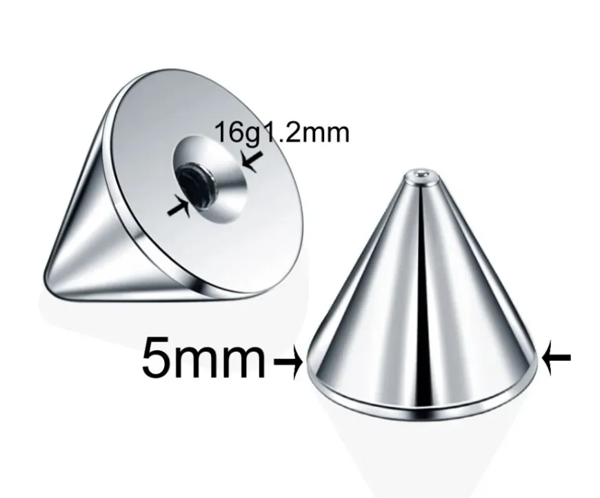 10pcs/lot 316L Stainless Steel Screw Spike Cone 16G Replacement 3mm 4mm 5mm Ball Body Piercing Jewelry