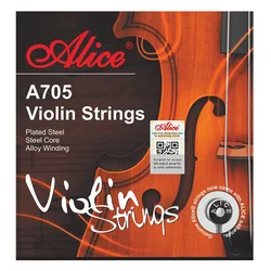 Alice A705 Violin Strings Set Stainless Steel Coated Steel Core Ni-Fe Winding 4 Strings for 4/4,3/4,1/2,1/4,1/8