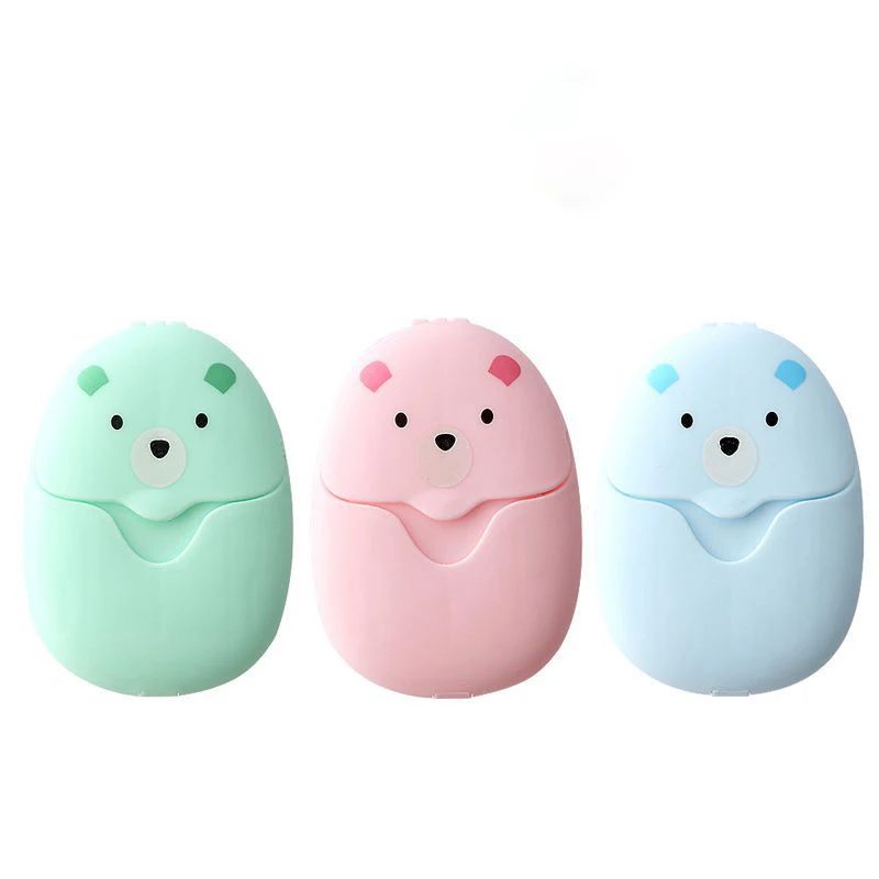 New hot selling travel portable disposable soap flakes portable mini cartoon soap flakes