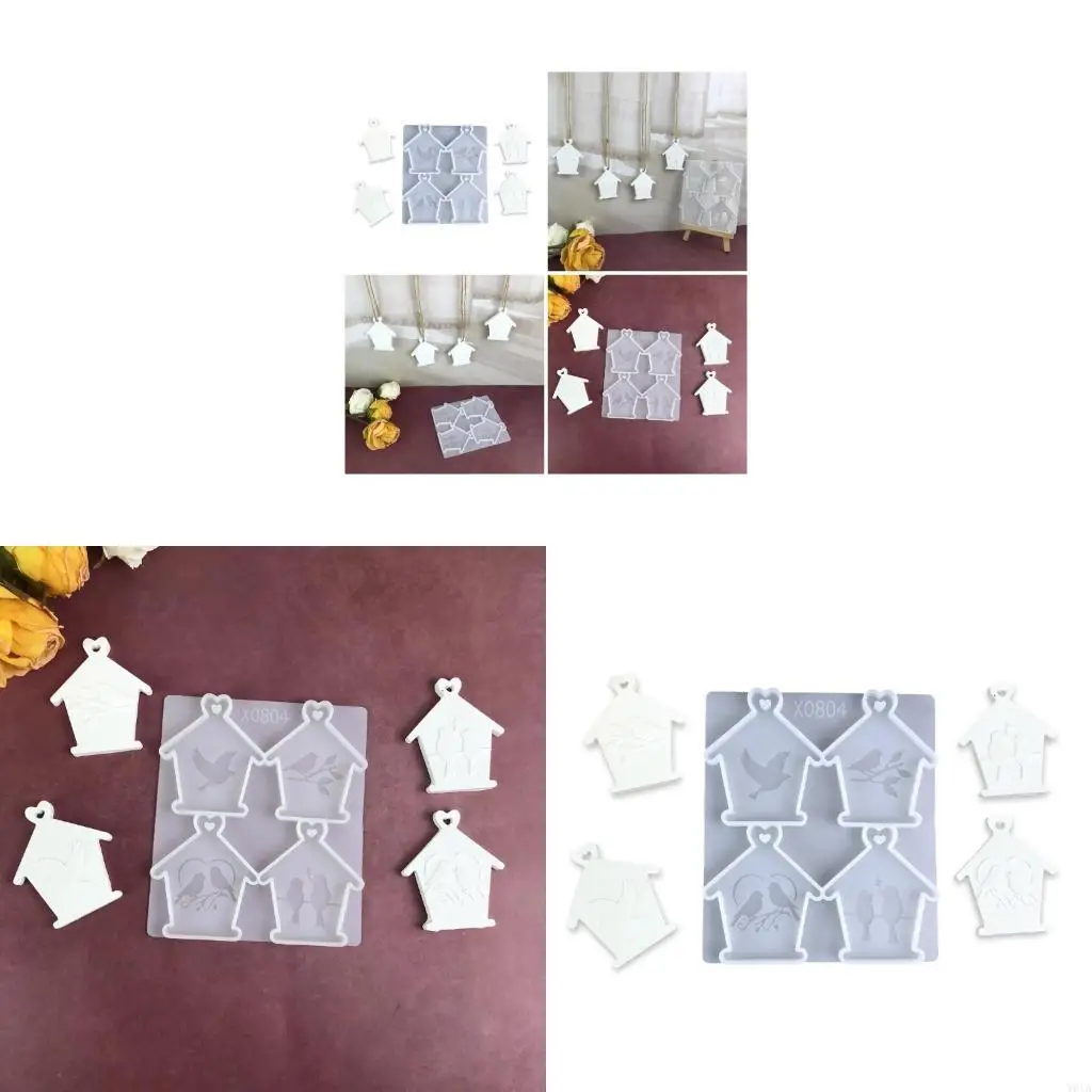 

W0YA Easy To Use Silicone Hanging Ornament Moulds For Bird House Themed Art Projects