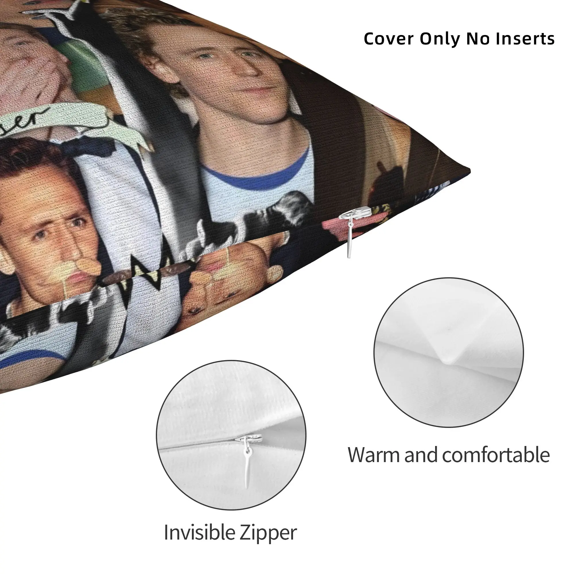 Tom Handsome Actor Hiddlestons Pillowcase Printed Polyester Cushion Cover Gift Art Cool Throw Pillow Case Cover Seater Zipper