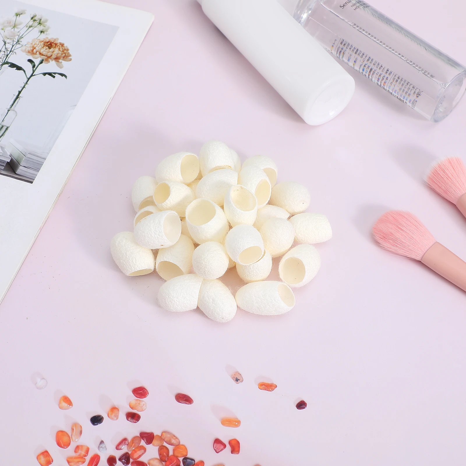 Boules de nettoyage du visage en soie naturelle, 30 pièces, exfoliant pour l'élimination des points noirs, blanchiment, soins de la peau, outil de nettoyage en profondeur