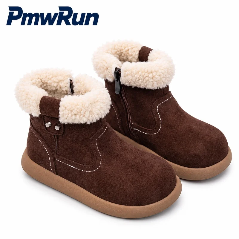 Winter Snow Boots For Girls PU Leather Waterproof Teenager Kid's Padded Cotton Shoes Anti-slippery Trend Fashion Girl's Footwear