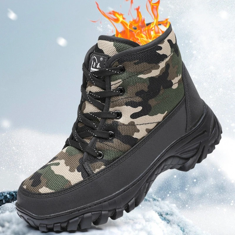Men Snow Boots Outdoor Comfortable Wool Lining Warm Men's Boots Light Outdoor Men's Shoes Short Plush Men's Boots Plus Size