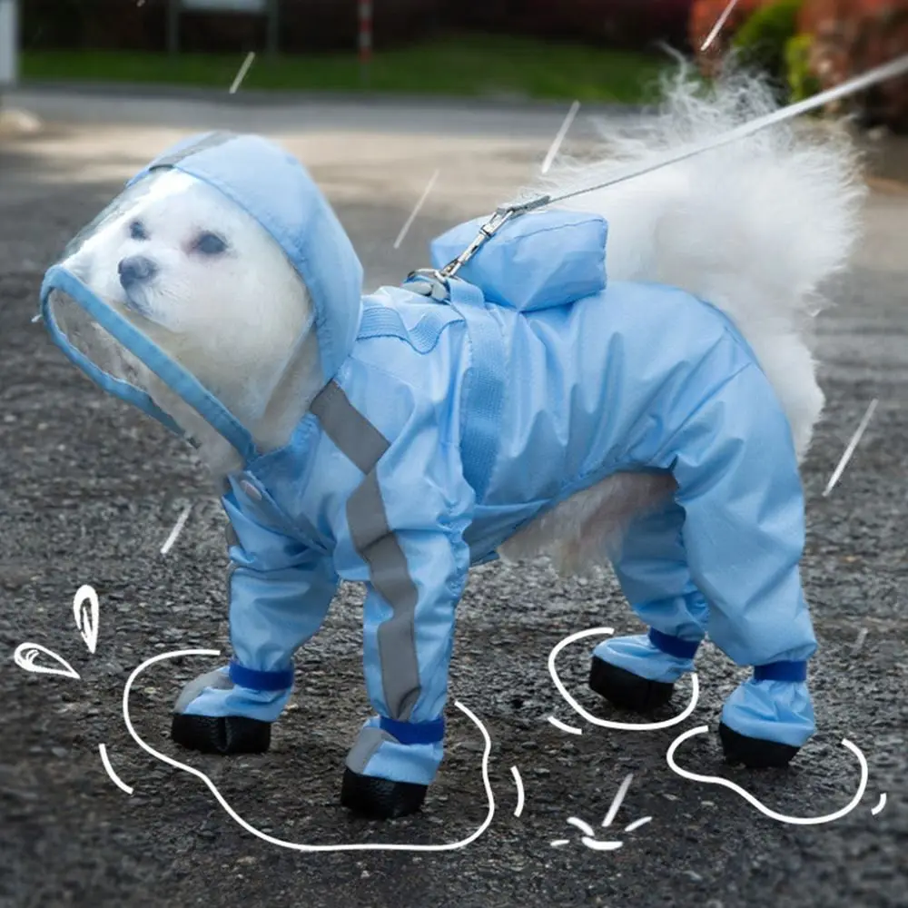 

Pet Cape Costume Towable Dog Hooded Raincoat All-inclusive Windproof Dog Rain Cloak Waterproof Soft Pet Rain Jacket Corgi