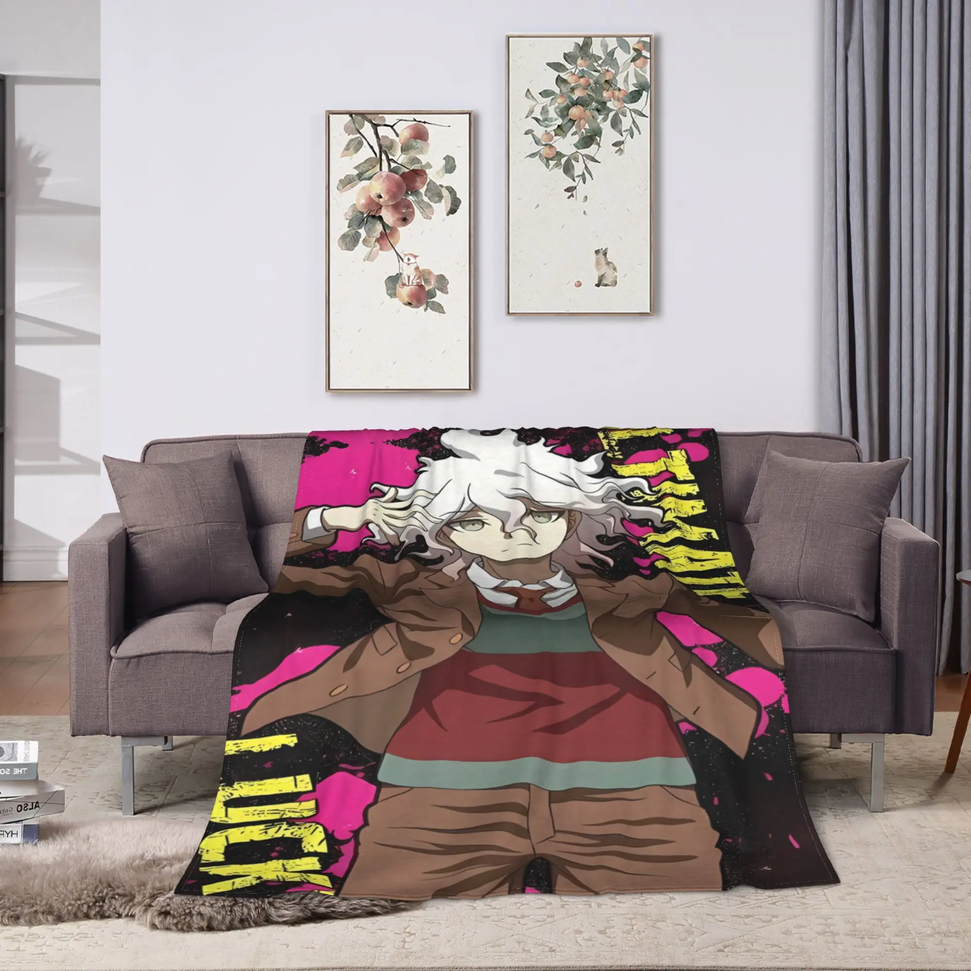 Nagito Komaeda The Ultimate Blanket  Picnic Flannel Throw Blanket For Bedroom Warm Soft Custom DIY Quality Bedspread Gift
