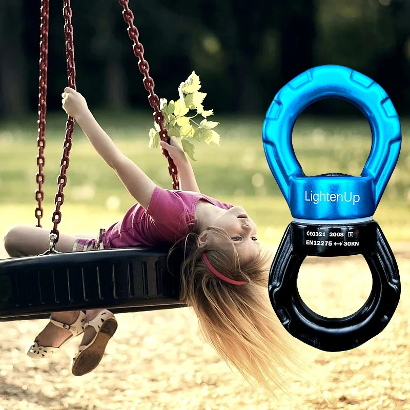 30KN Outdoor Climbing Carabiner 8-Shaped Connecting Rotating Ring Rope Swivel Universal wheel fixed Climbing  Accessories Yoga view 5