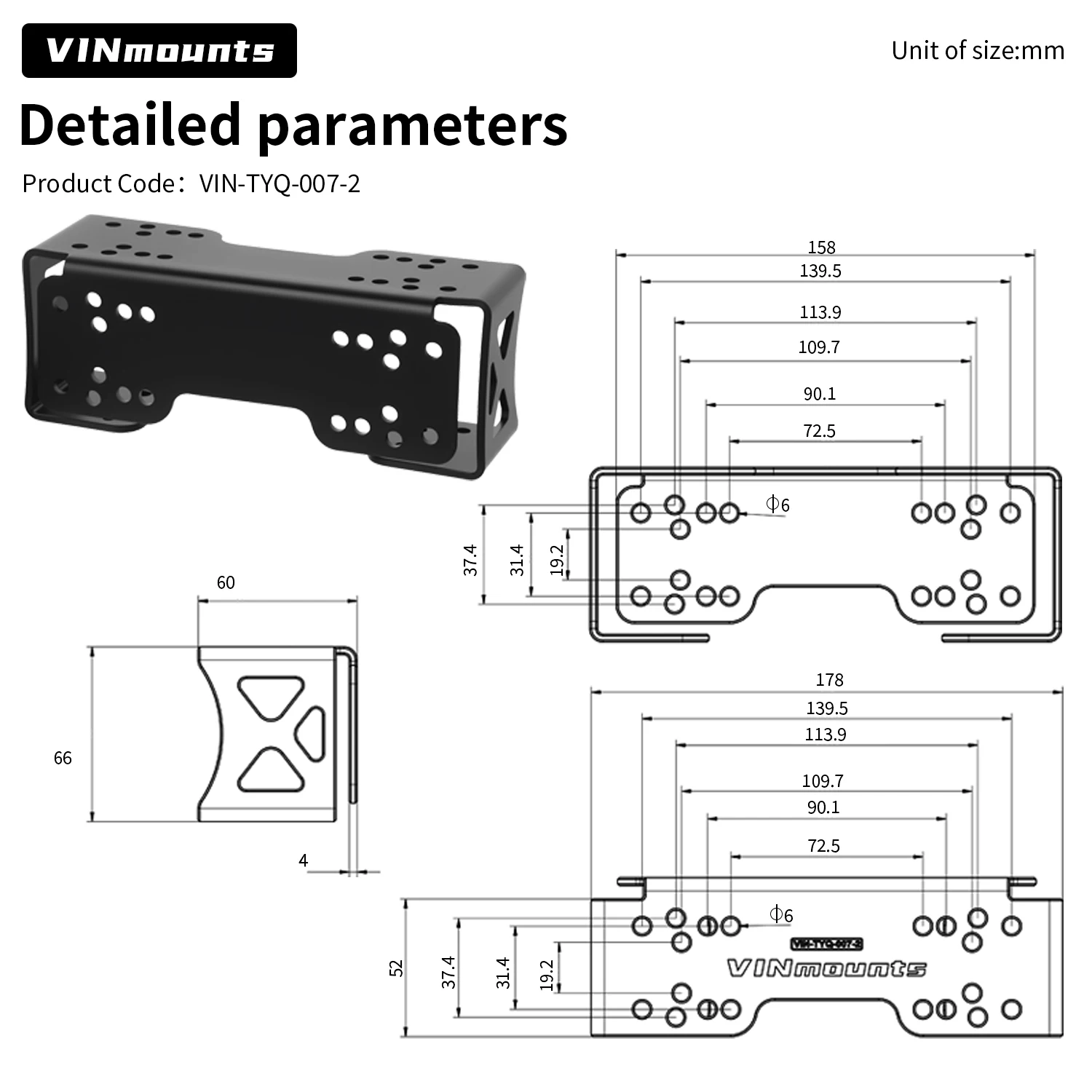 VINmounts Dual Fish Finder Mount Compatible with 6-Inch Display Screen, Suitable for Boats and Kayaks, Compatible with RAM Mount