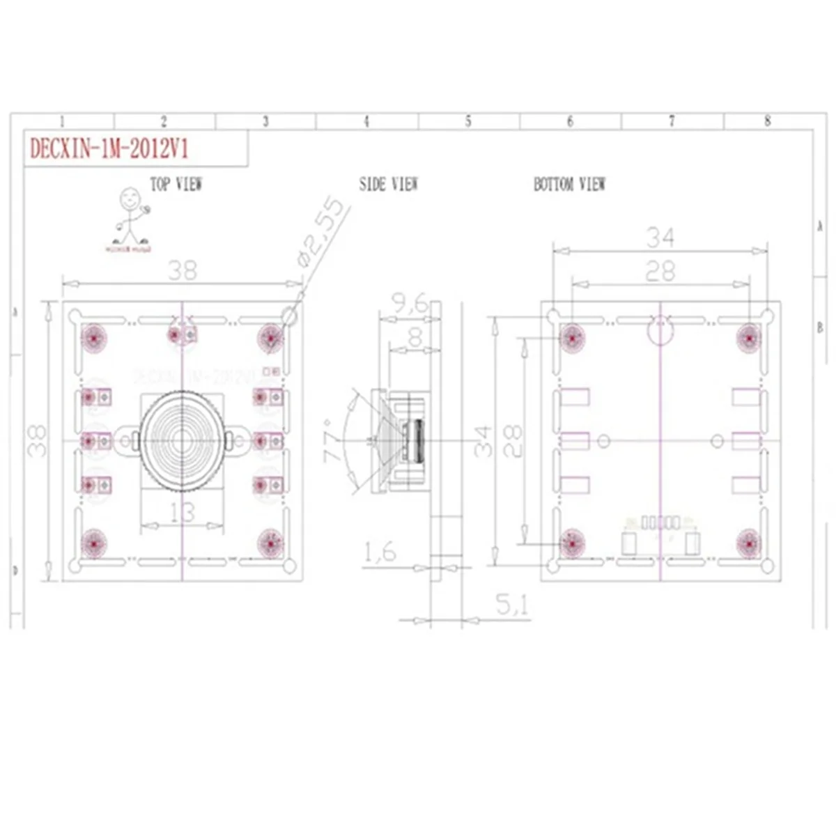 ABNP 6 Buah Modul Kamera 100 Derajat 1MP OV9732 1280X720 USB Fokus Manual Driver Gratis, dengan Kabel 2 Meter untuk WinXP/7/8/10