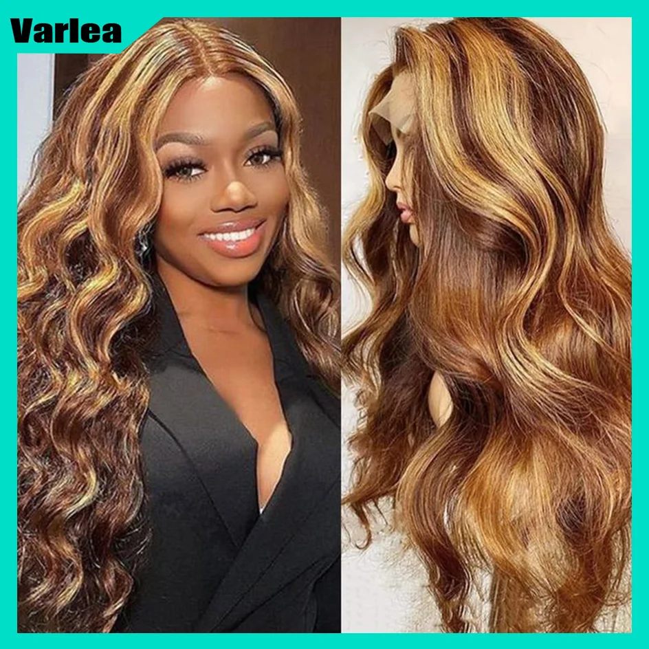 Varlea 200% Density Black And Blonde Highlights Human Lace Wig Body Wave Lace Front Wig 13x6 Loose Body Wave 13x4 Lace Frontal