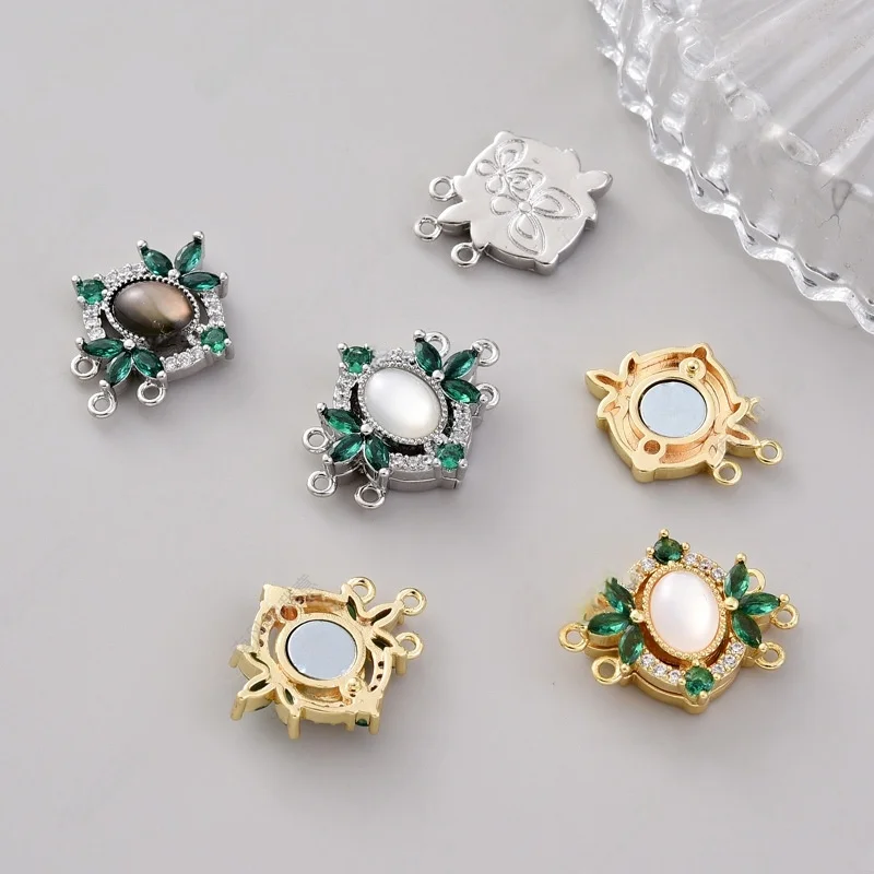 1 Piece Copper Plating Three Rows of Magnets Connecting Buckle Diy Pearl Bracelet Necklace Jewelry Accessorie Material Wholesale