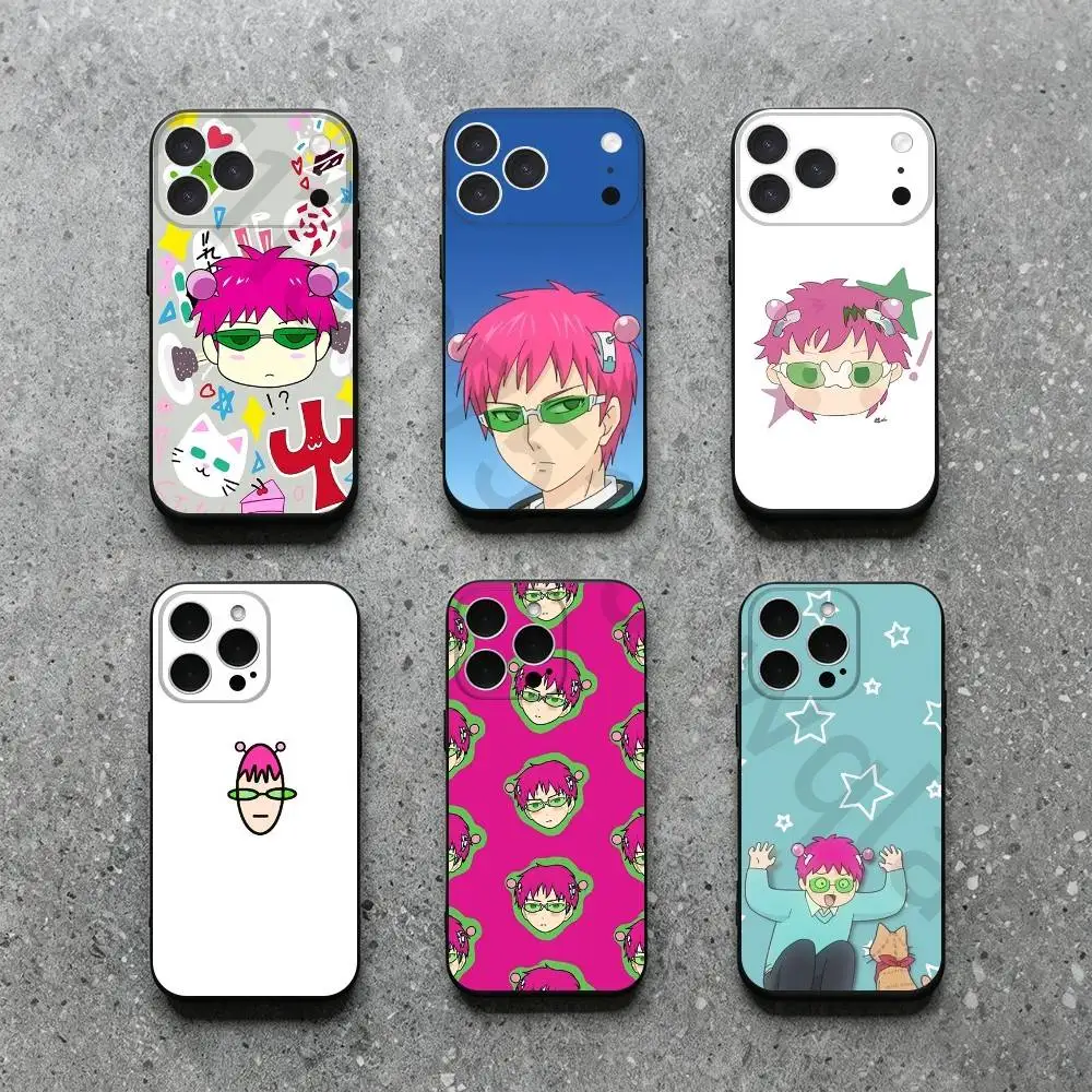 

S-Saiki K Japanese Phone Case For iPhone 17,16,15,14,13,12,11,Plus,Pro Max,XS,X,XR,SE,Mini,Soft Silicone Black Cover