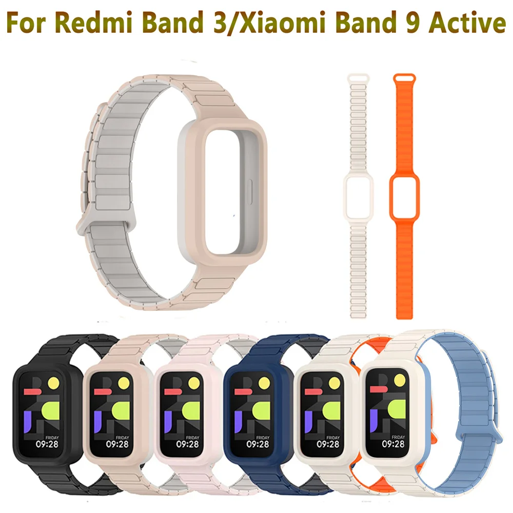 Compatible with Redmi Band 3 Magnetic Watch Strap Xiaomi 9 Smart Band 9 Active Wristband Silicone Strap