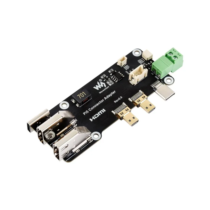 Micro HDMI to HDMI Multifunctional Adapter,Supports Dual 4K Outputs,Compatible with Raspberry Pi 5/4B,Two Power Supply Methods