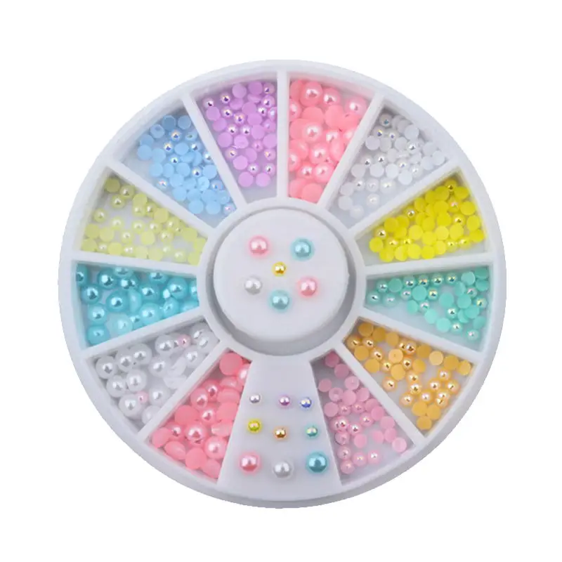 DIY 2mm 3mm Mix Color Pearls Nail Glitter Nail Rhinestones Wheel Nail Art Decorations Makeup Tools