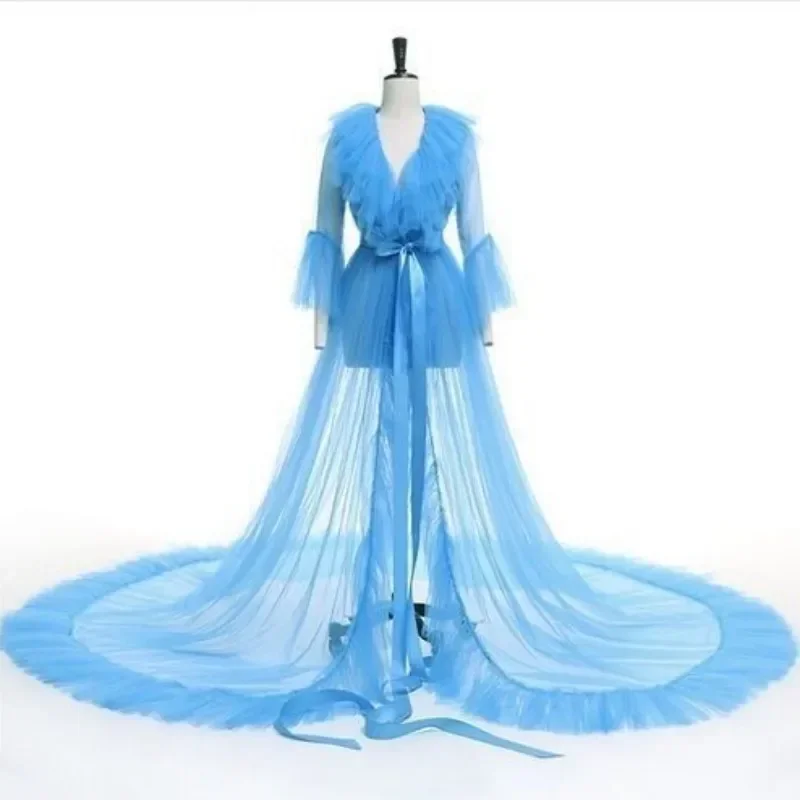 ALTERPhotography-Robe de douche de bébé pour femme, épaules dénudées, manches longues, robe en tulle, robe douce pour femme enceinte