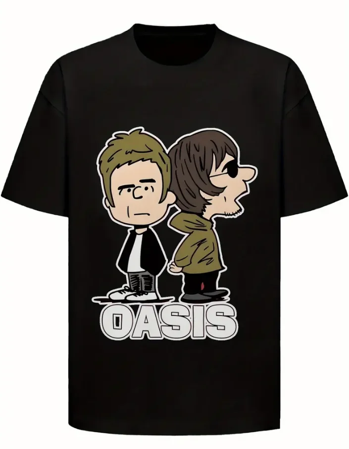 

Men's Band Graphic T-shirt, Retro Cartoon Character Printed Round-neck Short-sleeved T-shirt, Breathable Summer Casual