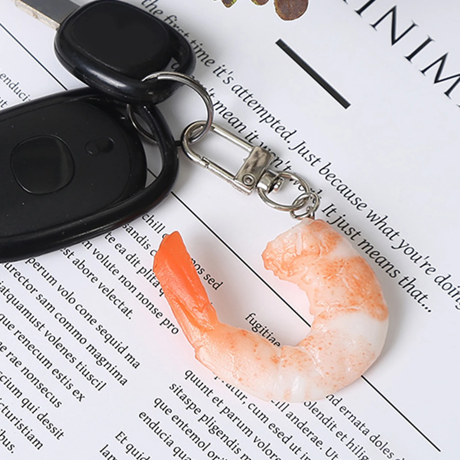 Funny Simulation PVC Shrimp Keychain Prawn Keyring Simulation Food Earphone Case Pendant Bag Backpack Ornament Woman Girl