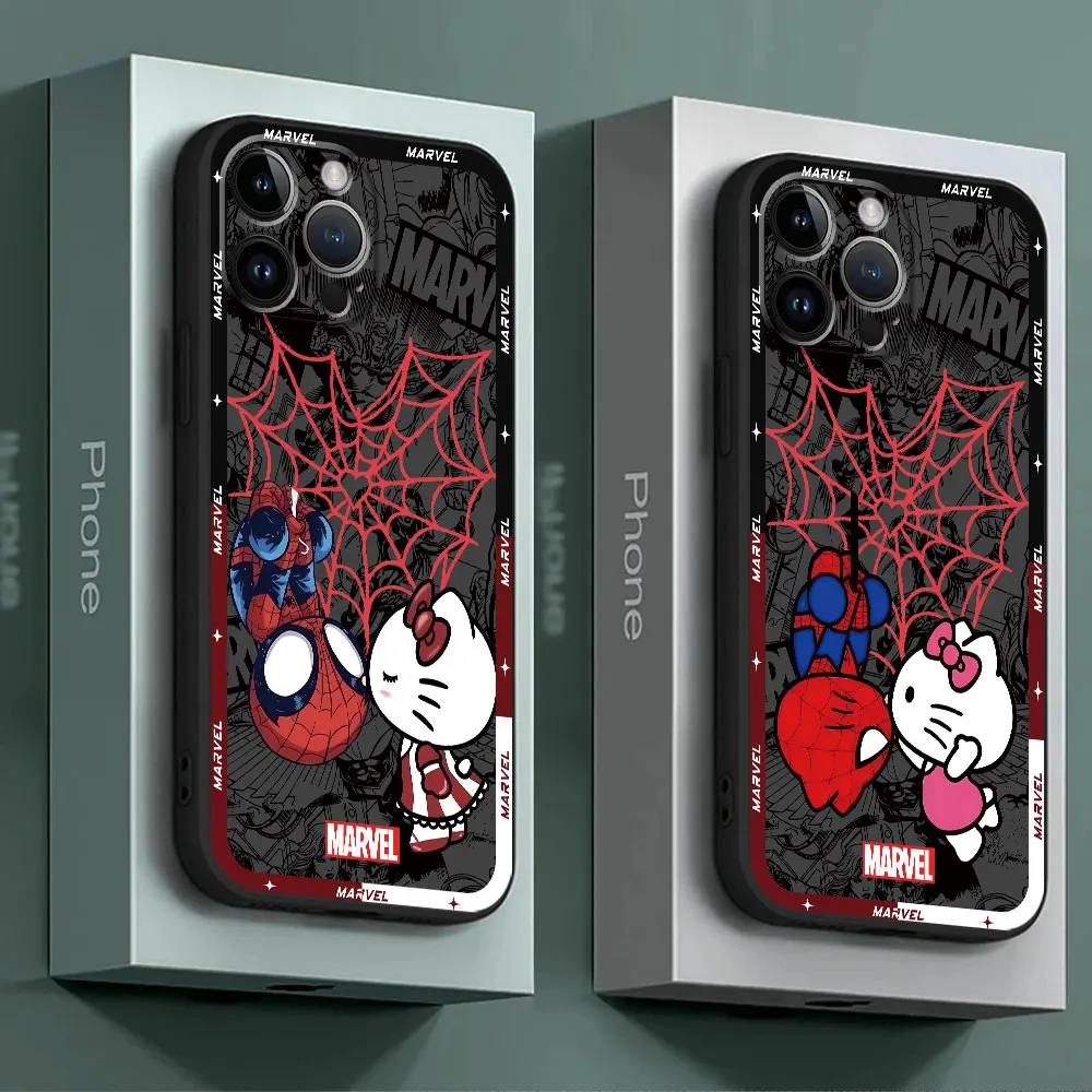 Marvel SpiderMan Hello Kitty Phone Case for Google Pixel 6 Pro 7 Pro 8 Pro 7a 6a TPU Soft Shell Armor Cover