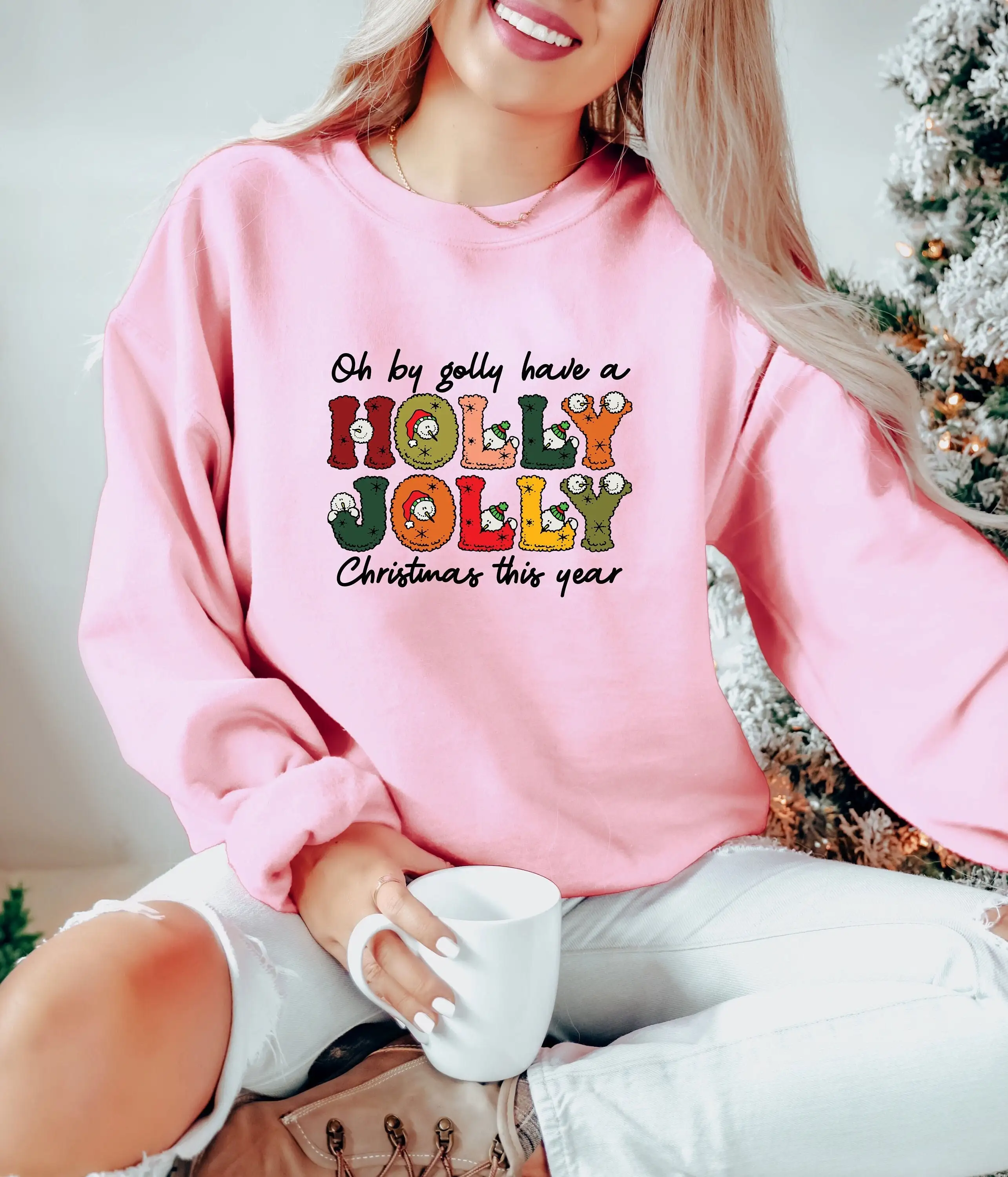 Comfort Colors Holly Jolly Funny Christmas T Shirt Chritmas Holiday Apparel Iprintasty