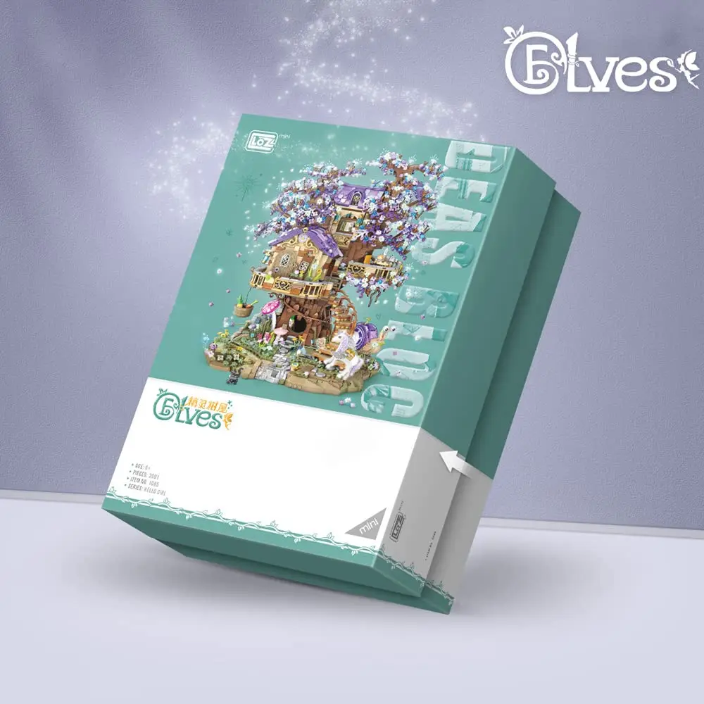 LOZ ミニエルフツリーハウスシティストリートビュービルディングブロック桜モデル DIY 発光建物男の子女の子子供のギフト